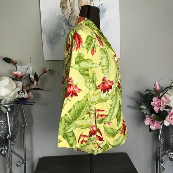 DT Collection Linen Blend Tropical Print Shacket SZ 8 - Picture 2 of 5